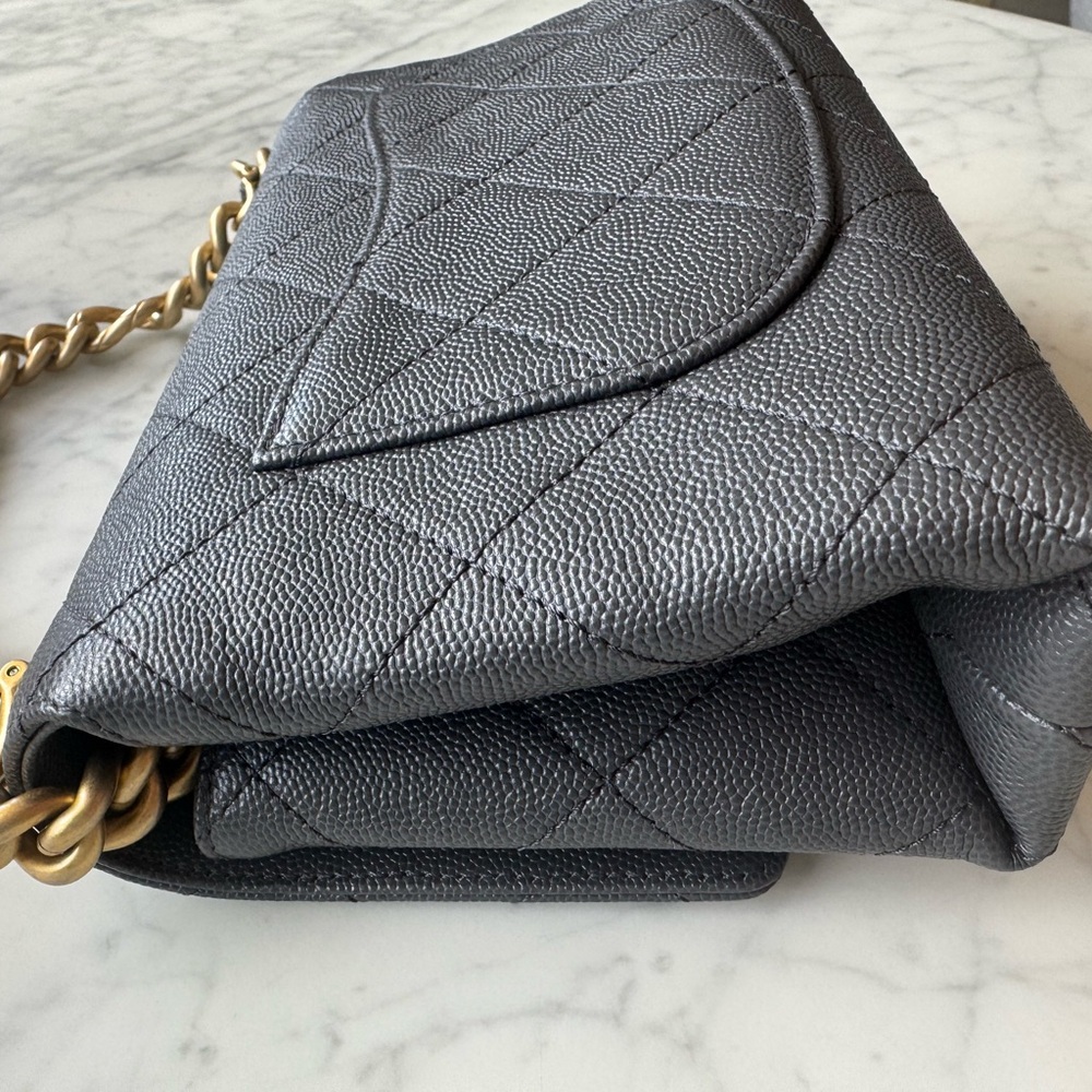 CHANEL Shoulder Bag leather Grained calfskin Gray - Picture 14 of 16
